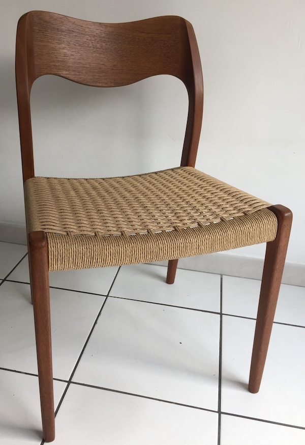Chaise style Niels Otto Møller nouveau tressage corde danoise