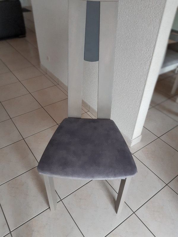 Chaise de salle à manger rénovée avec son nouveau tissu